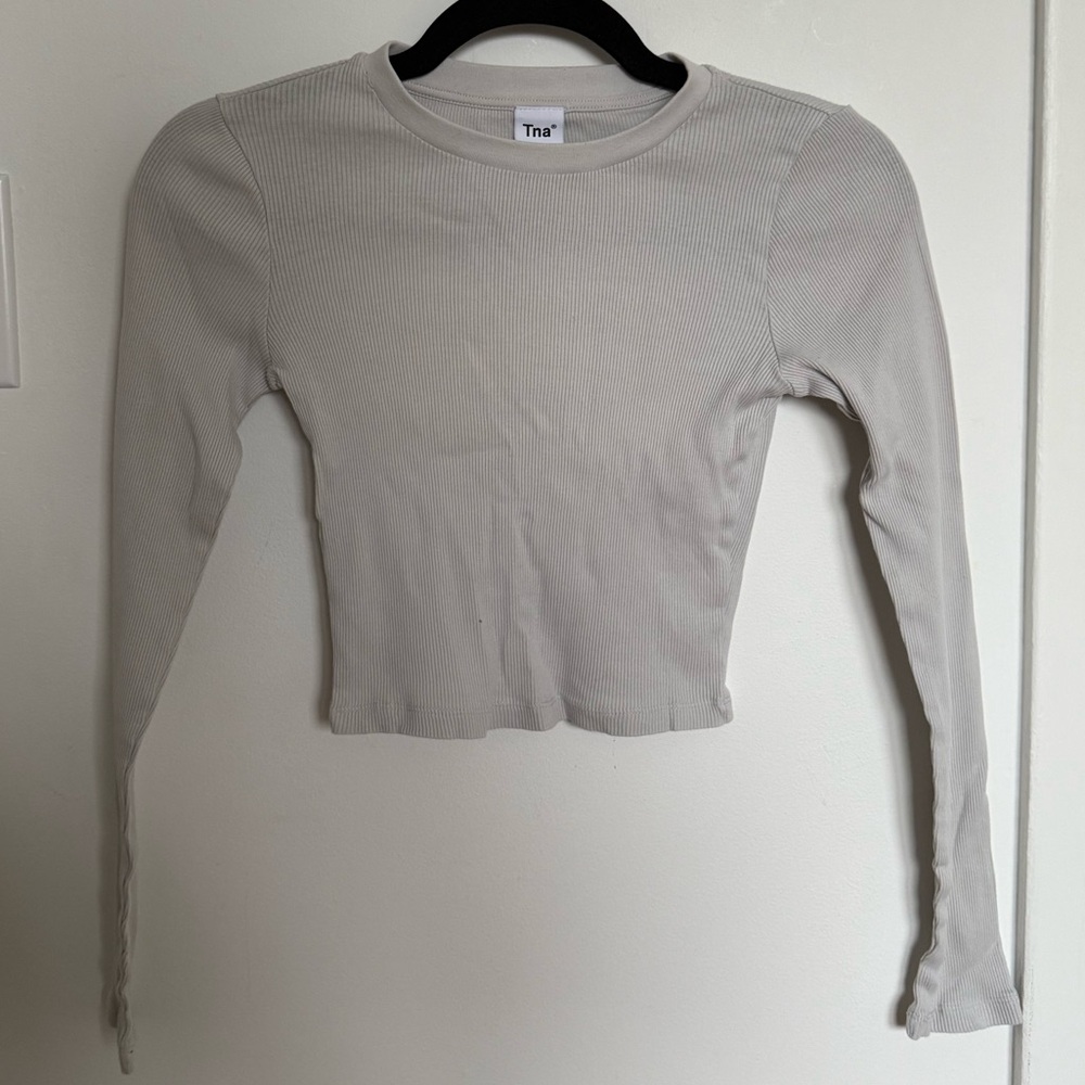 TNA Ribbed Long Sleeve Crop Top